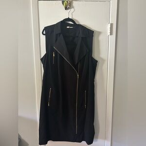 Calvin Klein Black Midi Dress with Gold Zipper